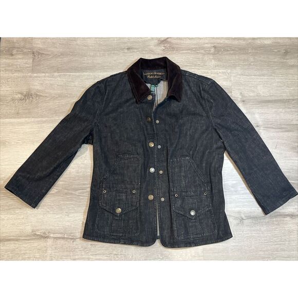 Jackets & Blazers - VTG Lauren Jeans‎ Co. Ralph Lauren Black Denim Jacket Corduroy Collar L